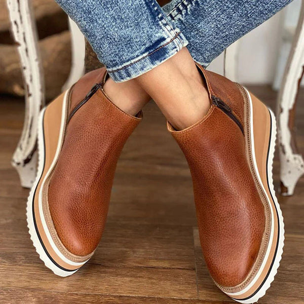 Plateau Stiefeletten - Modernes Keilabsatz Design