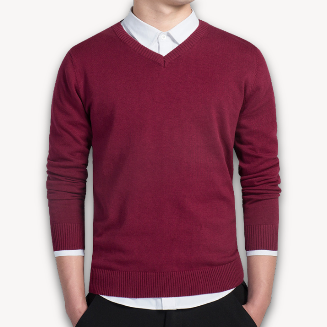 V Ausschnitt Pullover - Schmaler Schnitt für Business und Alltag