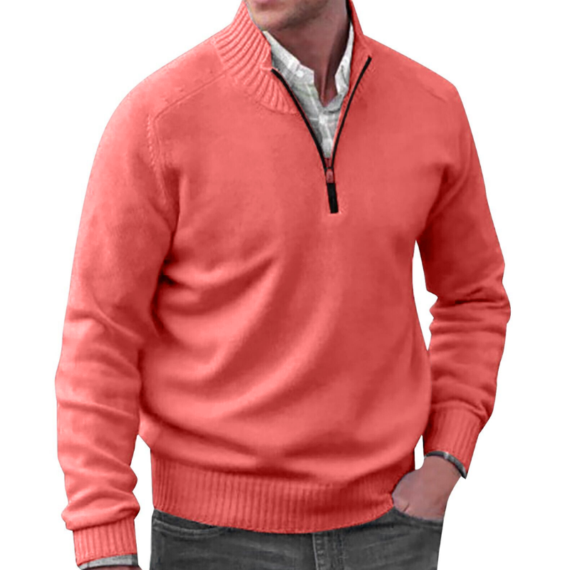 Reißverschluss Pullover | Gerippter Stehkragen