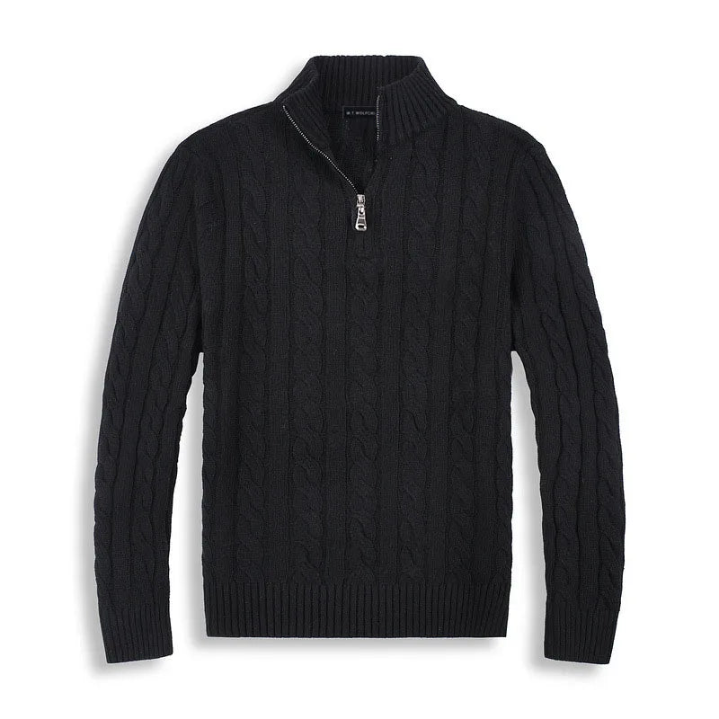 Halbzip Pullover - Zopfmuster mit Stehkragen