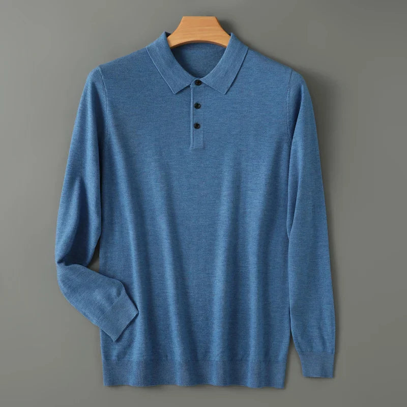Langarm Polo Shirt | Klassischer Kragen Knopfleiste