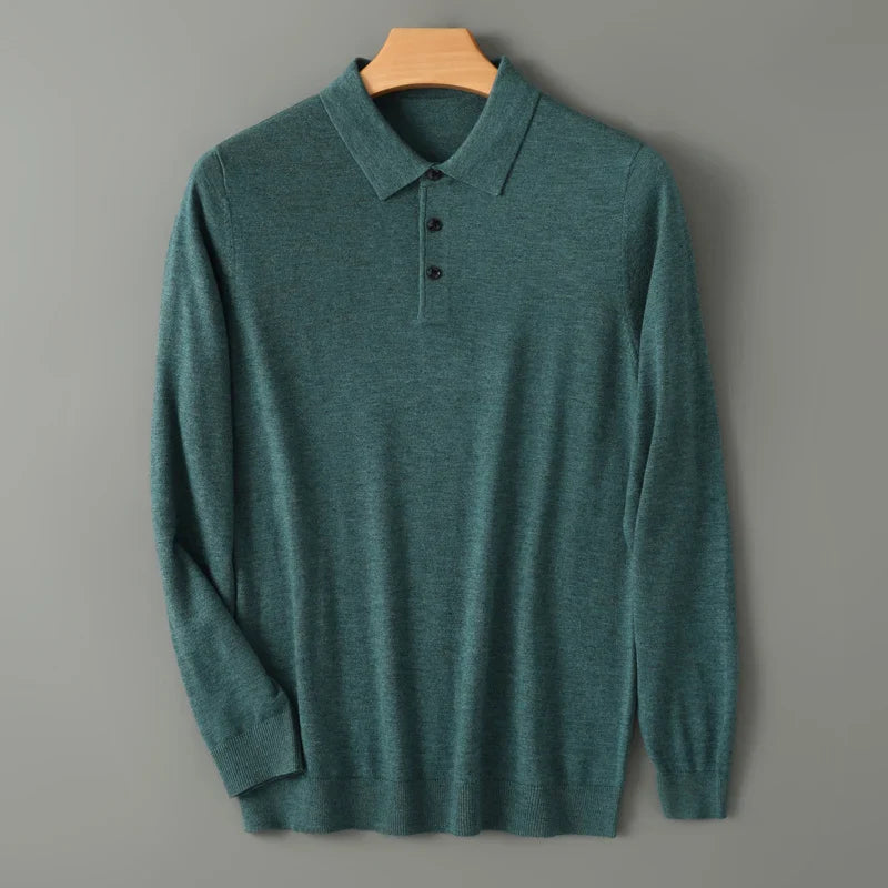 Langarm Polo Shirt | Klassischer Kragen Knopfleiste