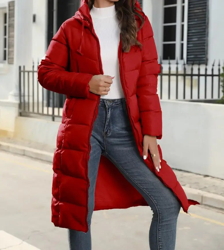 Puffer mantel Mit Kapuze - Figurbetonte Midilänge