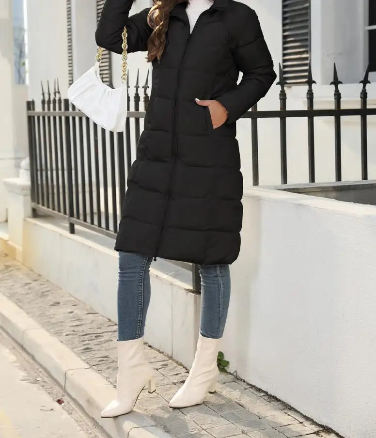 Puffer mantel Mit Kapuze - Figurbetonte Midilänge