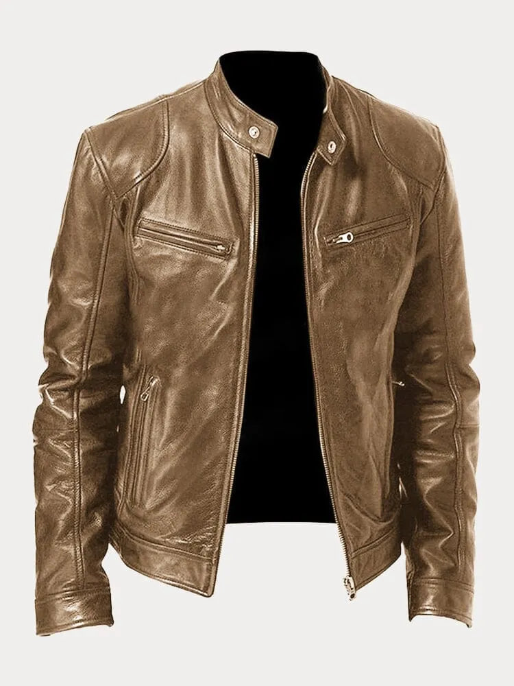 Biker Jacke | Klassischer Stehkragen mit Reißverschluss