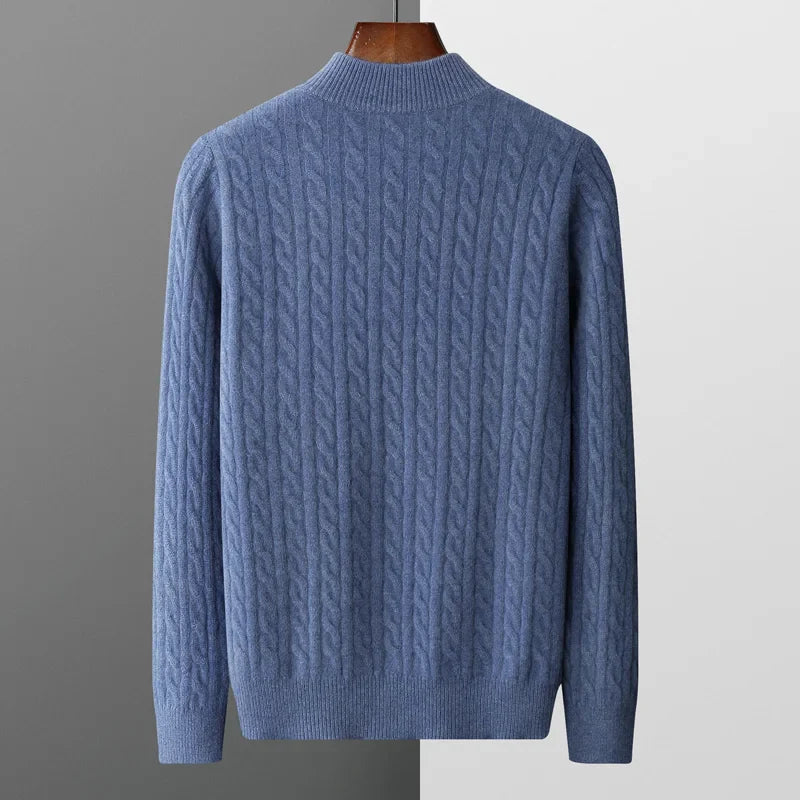 Strickpullover mit Reißverschluss - Geripptes Zopfmuster