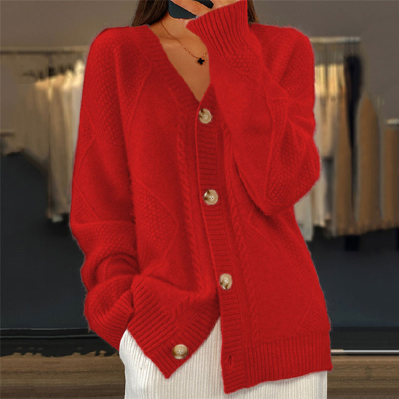 Strickjacke Mit Knöpfen - Locker Geschnitten und Weich Geformt
