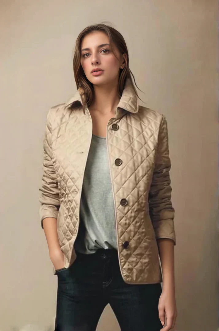 Steppjacke Damen - Kurz mit Knöpfen und Stehkragen
