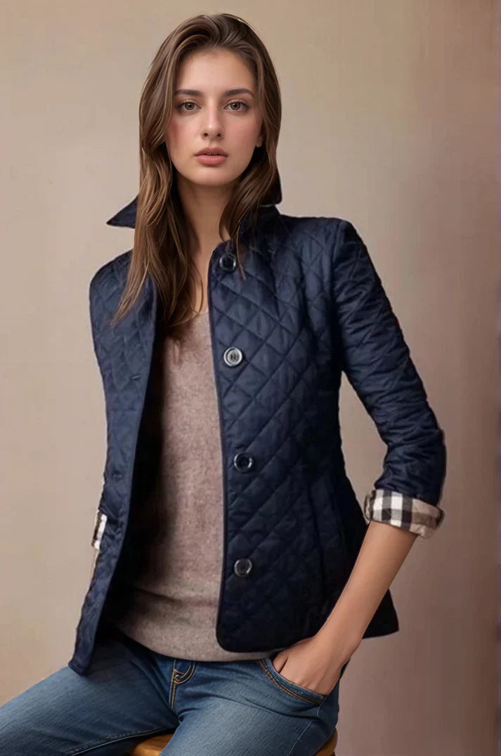 Steppjacke Damen - Kurz mit Knöpfen und Stehkragen
