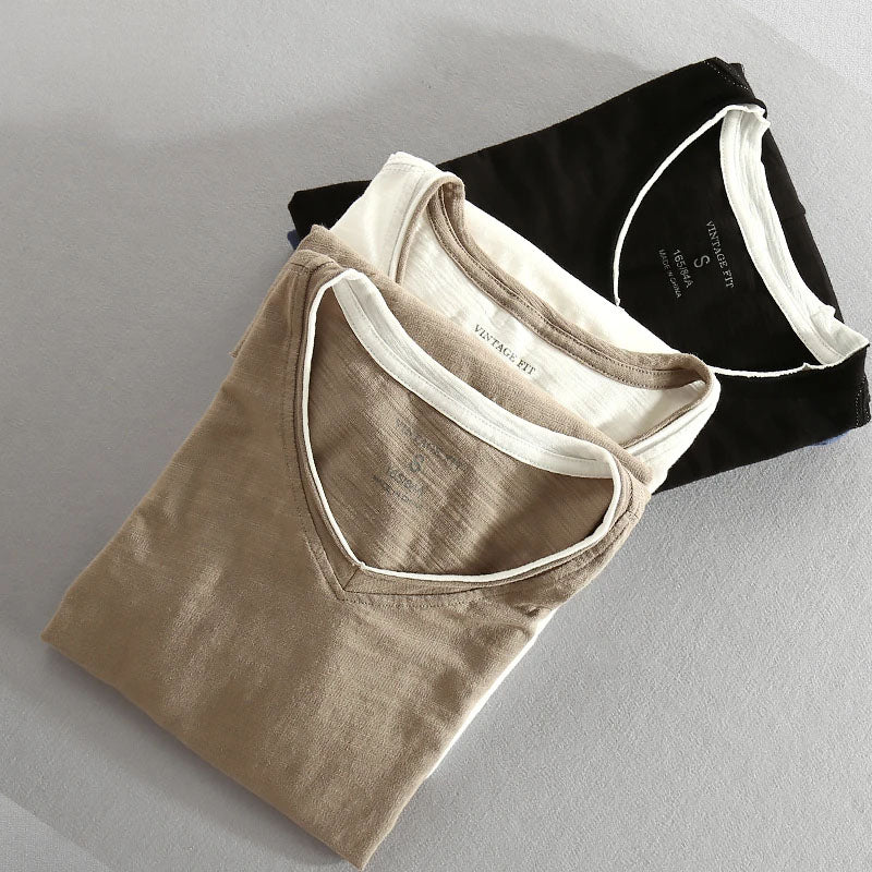 Langarmshirt - V Ausschnitt mit Doppel Layer Effekt