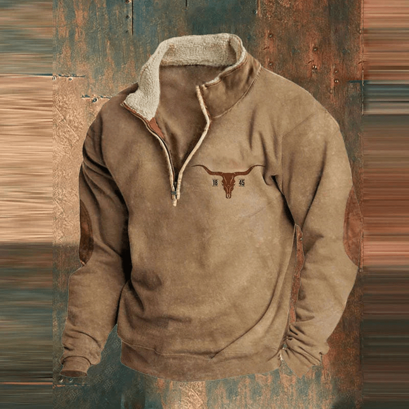 Pullover Mit Musterärmeln - Stehkragen Und Reißverschluss