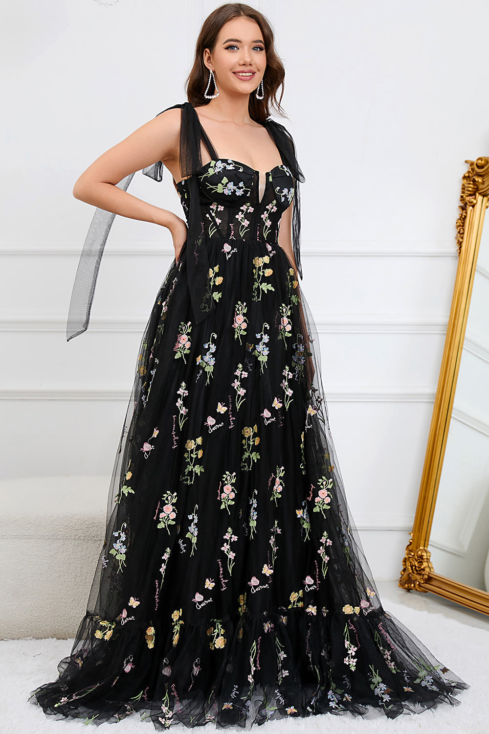 Damen Elegante Blumen Maxi Kleid