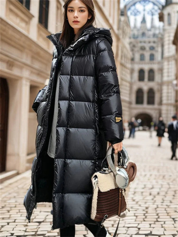 Lange Winter Daunenjacke - Gesteppt mit Kapuze