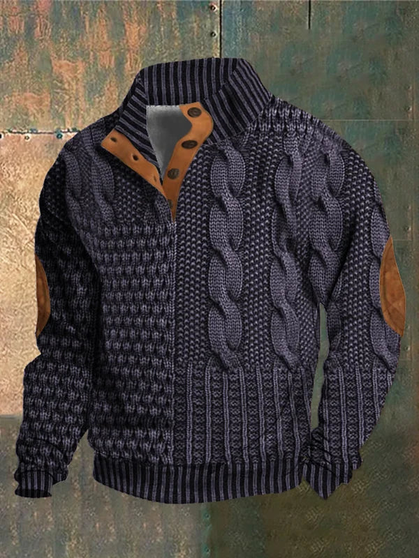 Strickpullover | Strukturmuster Mit Knopfleiste