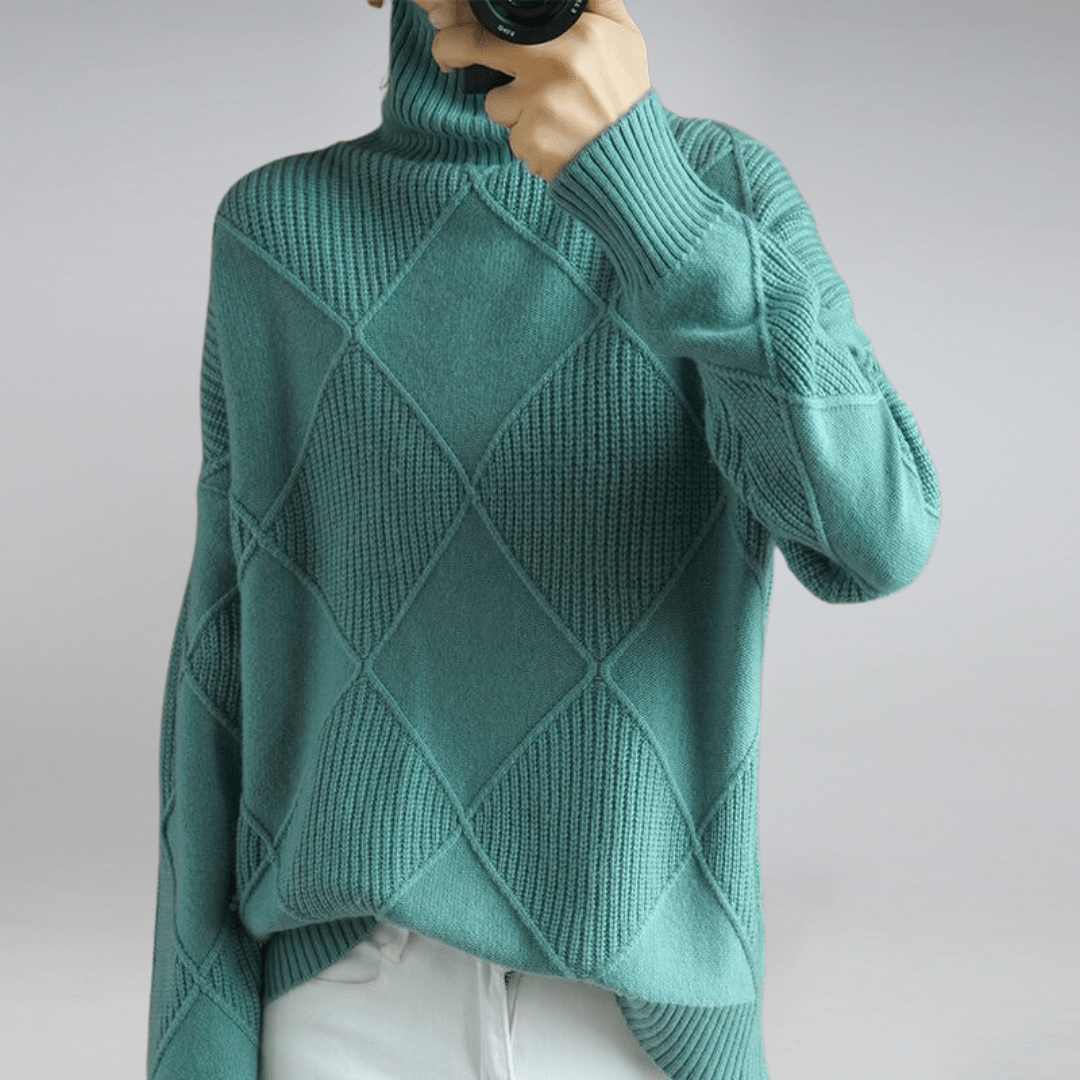 Strickpullover | Rollkragenpullover Rundhals mit Strukturmuster