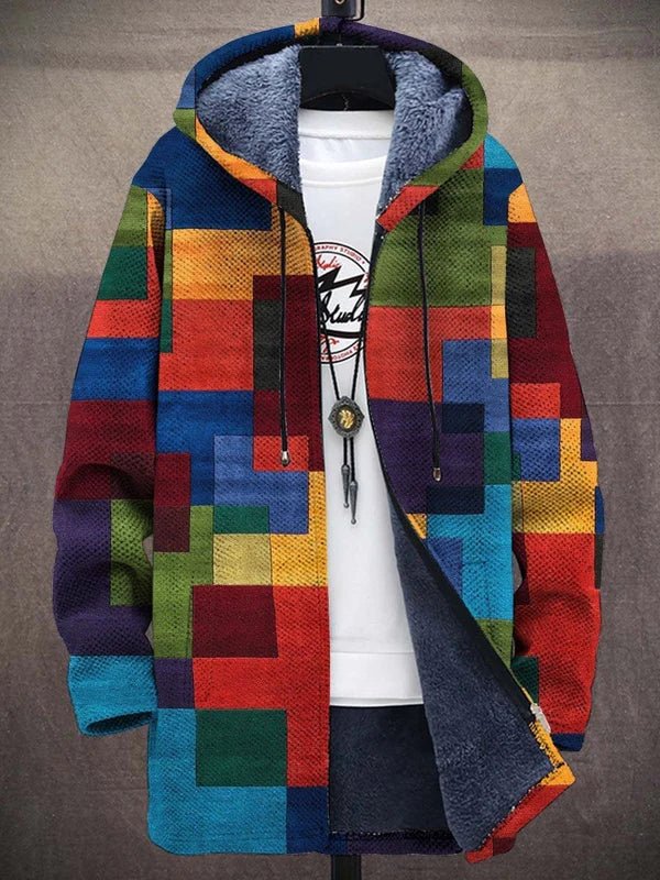 Kapuzencardigan - Geometrisches Muster