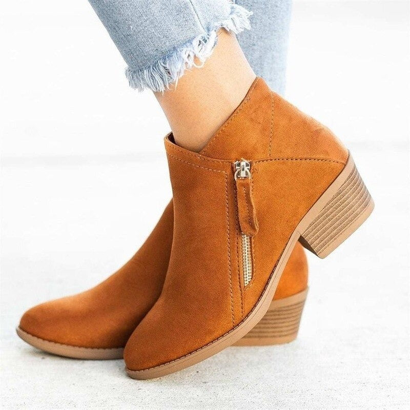 Ankle Boots Mit Absatz | Klassische Stiefeletten Mit Reißverschluss