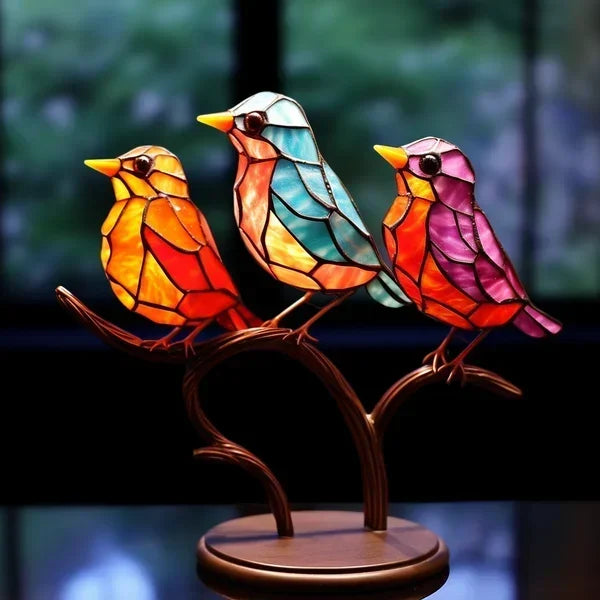 Deko Stilvoll Vogelstatue Glasvögel Set | Vielfarbig Wohnaccessoires
