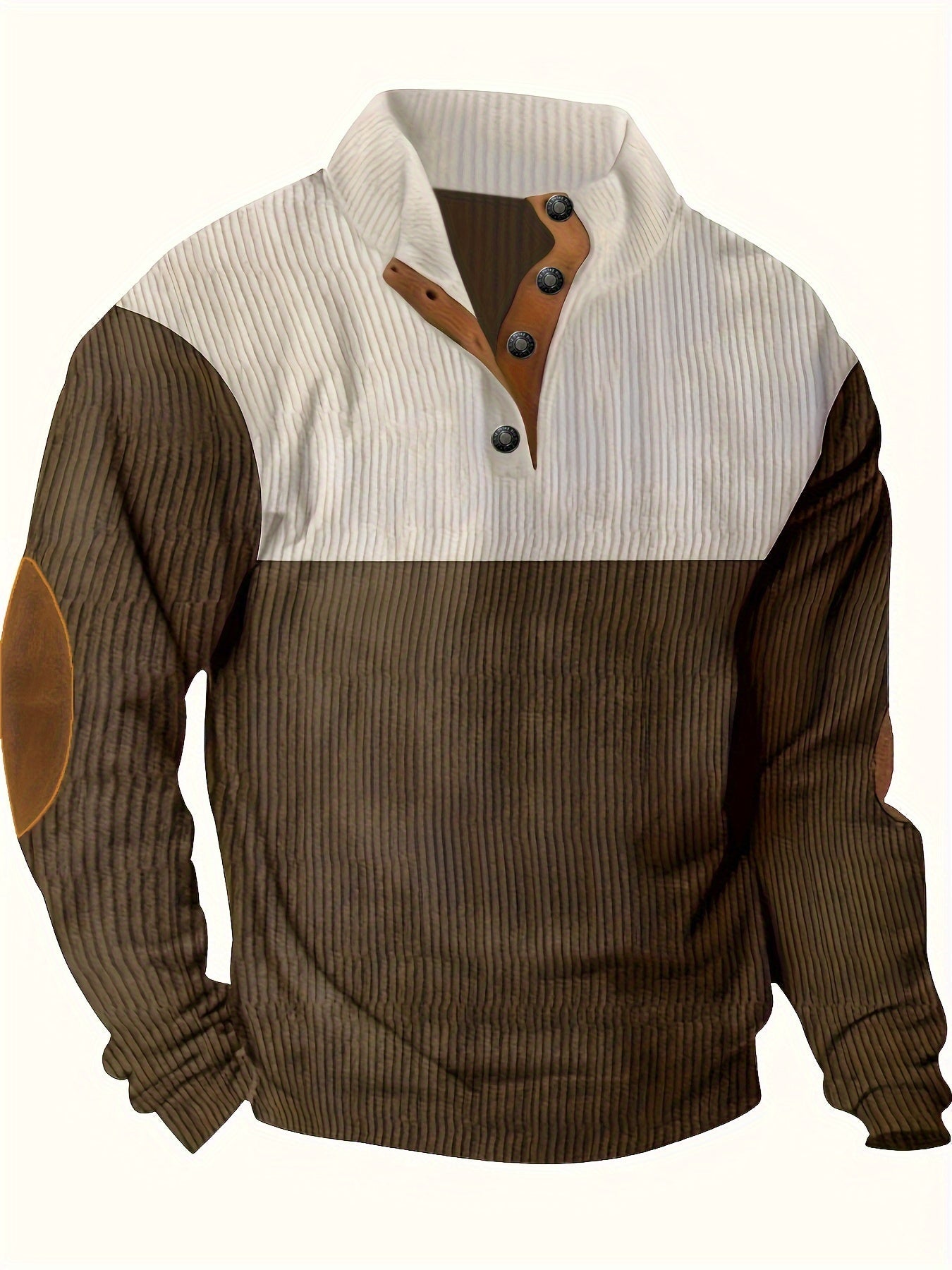Strickpullover Stehkragen | Knopfleiste Langarm