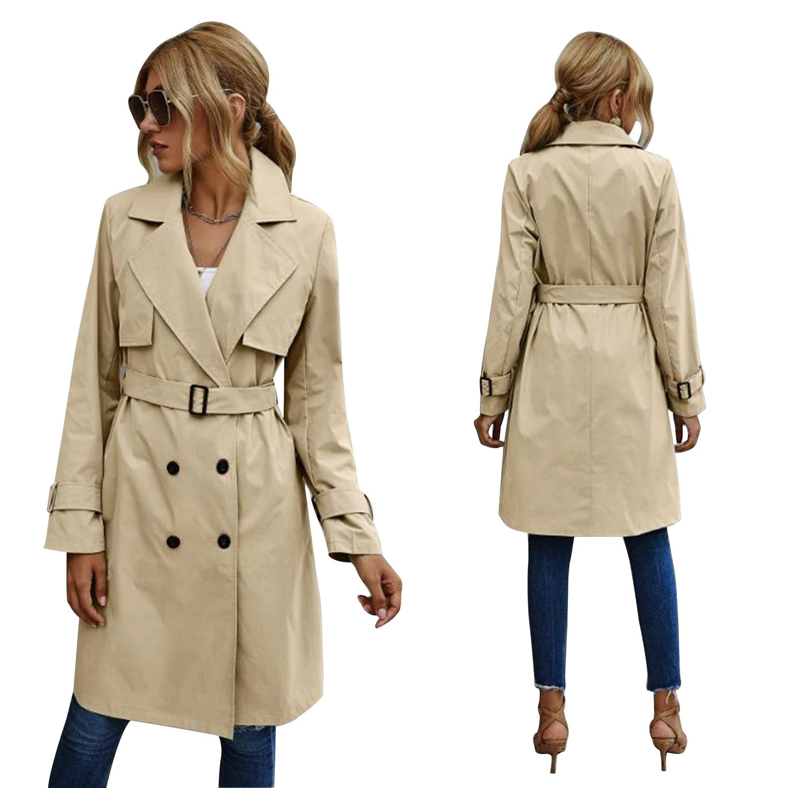 Lange Mantel Trenchcoat | Klassischer Schnitt mit Gürtel