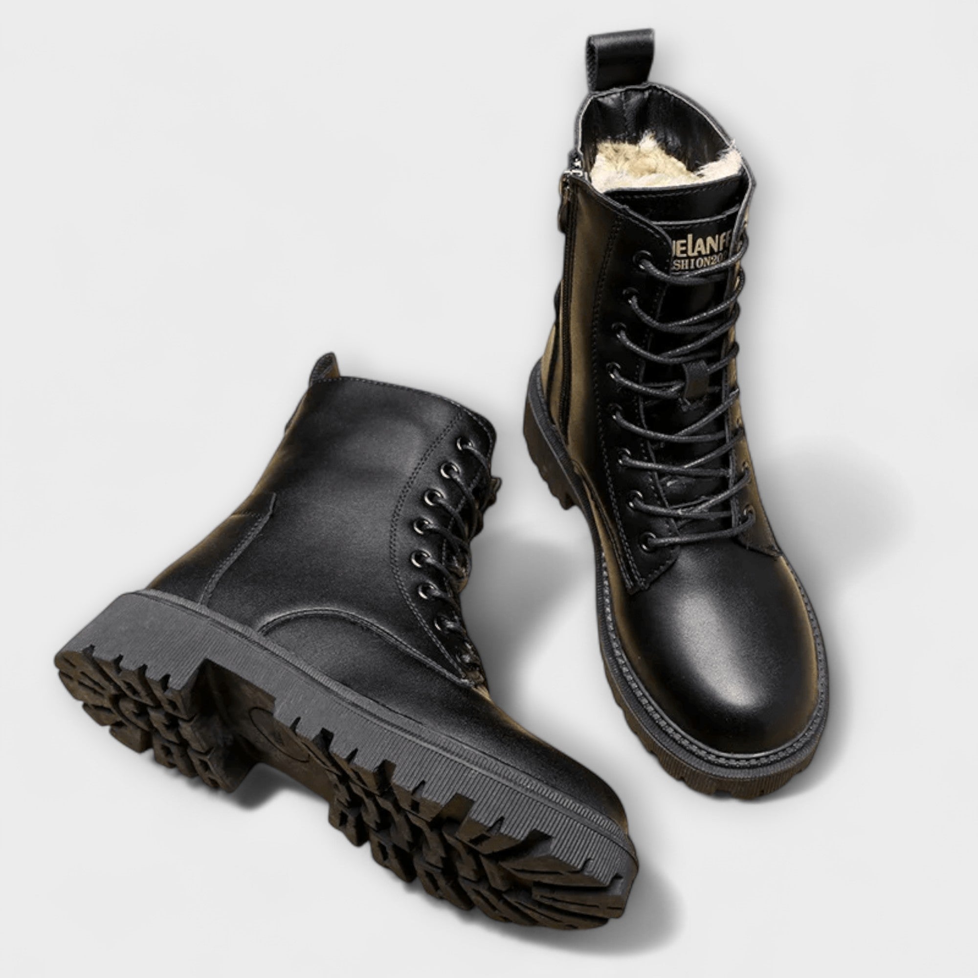 Schnürboots - Klassisches Modell mit Profilsohle und Reißverschluss
