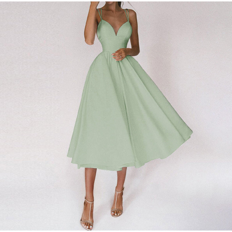 Damen Elegante Cocktail Midi Kleid