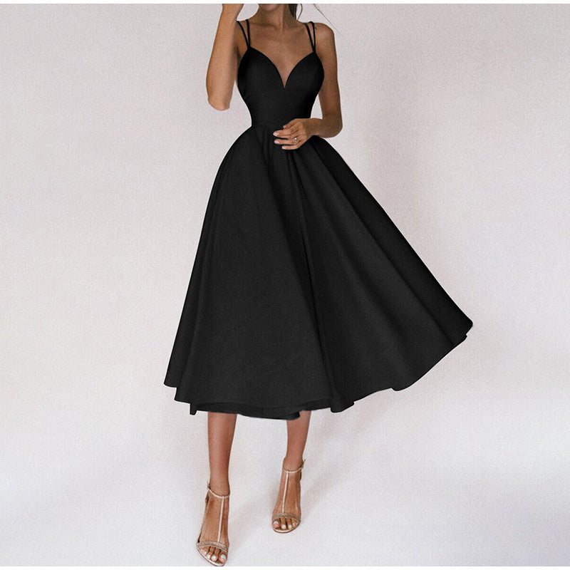 Damen Elegante Cocktail Midi Kleid