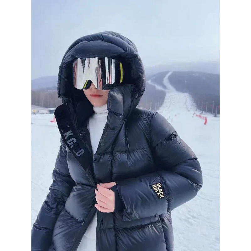 Lange Winter Daunenjacke - Gesteppt mit Kapuze
