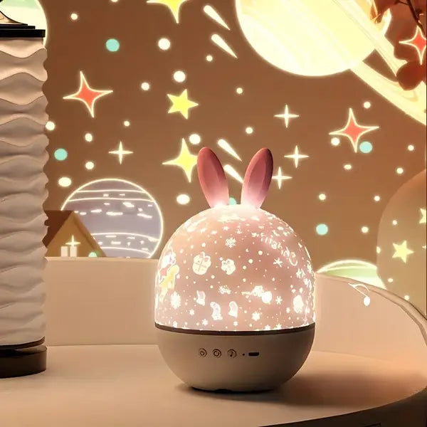 Sternenprojektor Nachttischlampe Kinderzimmer | Tischlampe Mit Musik und USB-Aufladung