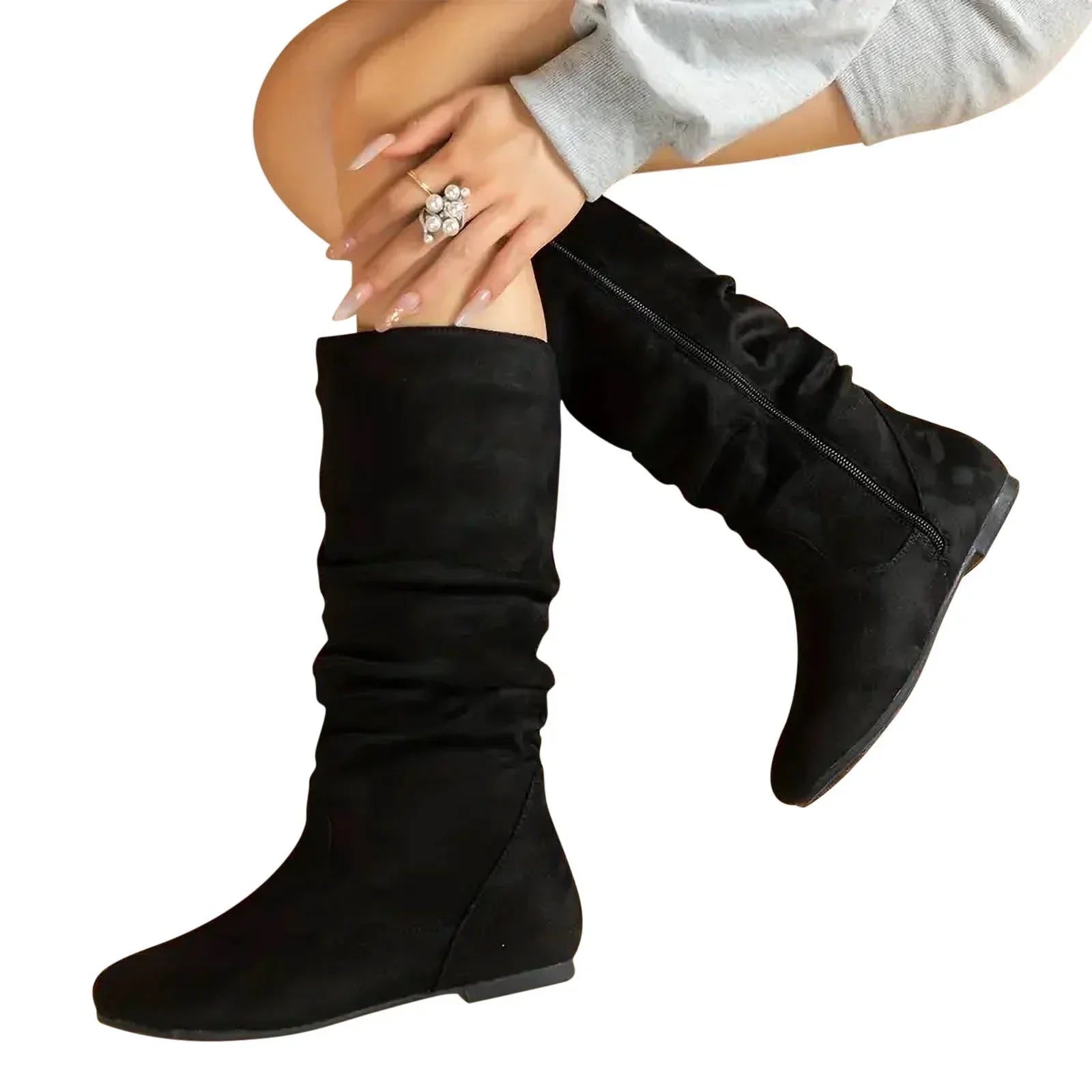 Freizeit Stiefel - Schlupfdesign mit Raffung