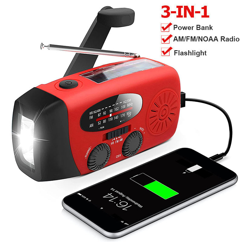 Selbstangetriebenes Notfallradio Mit Kurbel | Solar Radio Mit Powerbank Und Taschenlampe