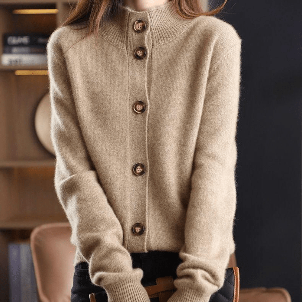 Strickjacke Mit Knopfleiste - Lockerer Schnitt Mit Umlegekragen