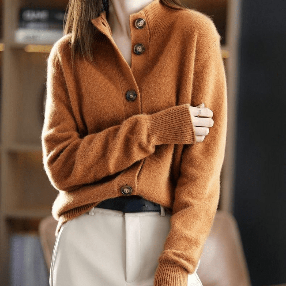 Strickjacke Mit Knopfleiste - Lockerer Schnitt Mit Umlegekragen