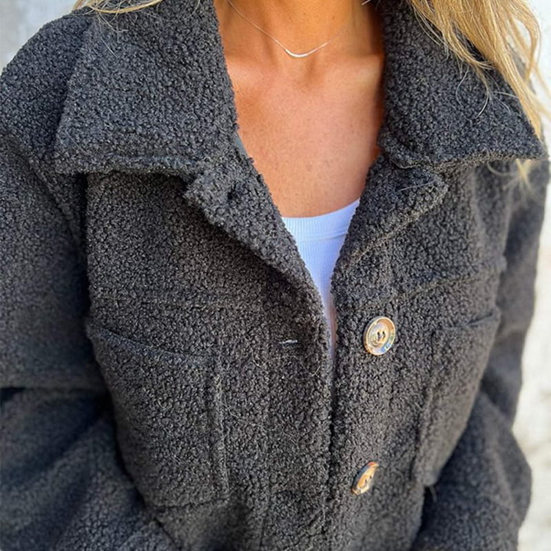 Kurzmantel Winterjacke Damen | Lockerer Schnitt mit Knopfverschluss