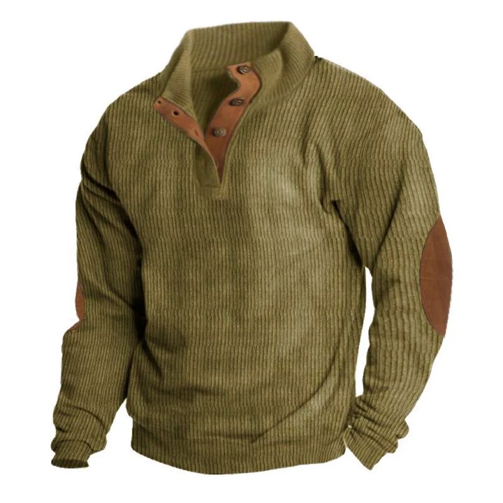Strickpullover Knopfleiste | Gerippte Struktur Und Kragen
