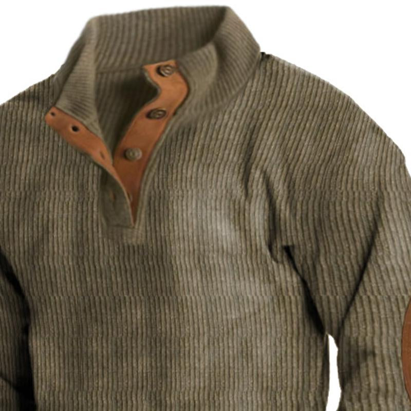 Strickpullover Knopfleiste | Gerippte Struktur Und Kragen