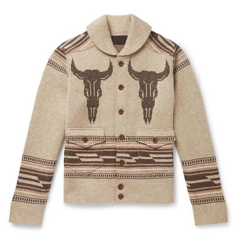 Schalkragen Mit Tiermotiv - Strickjacke Mit Knöpfen