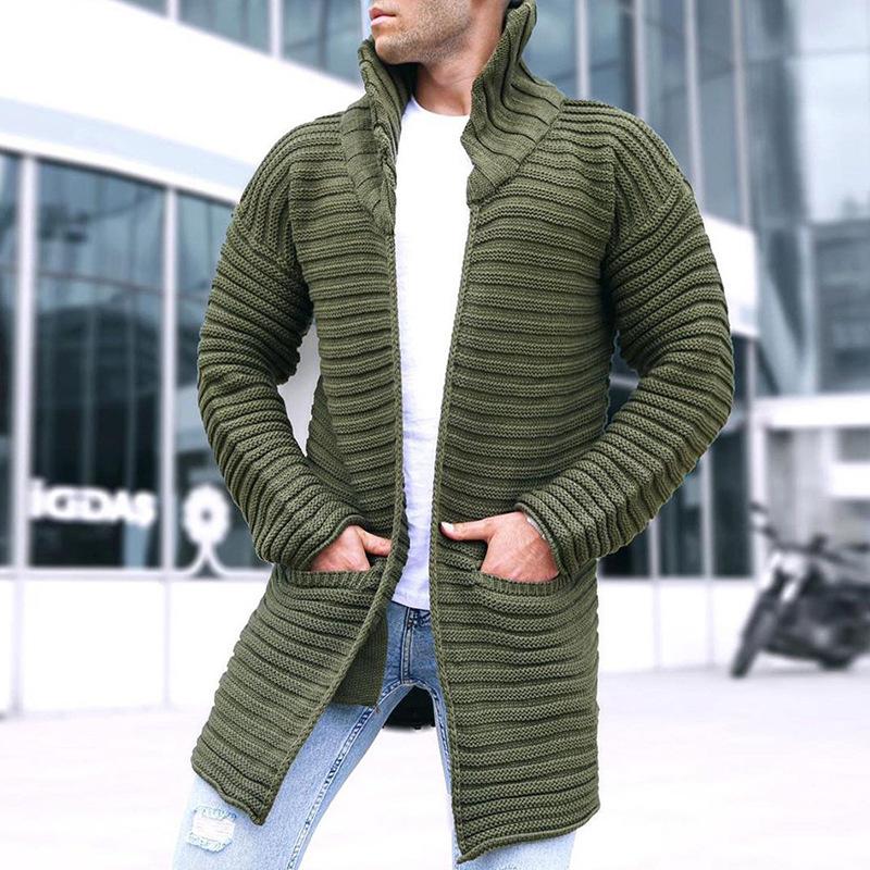 Langer Gerippter Schnitt - Offene Strickjacke