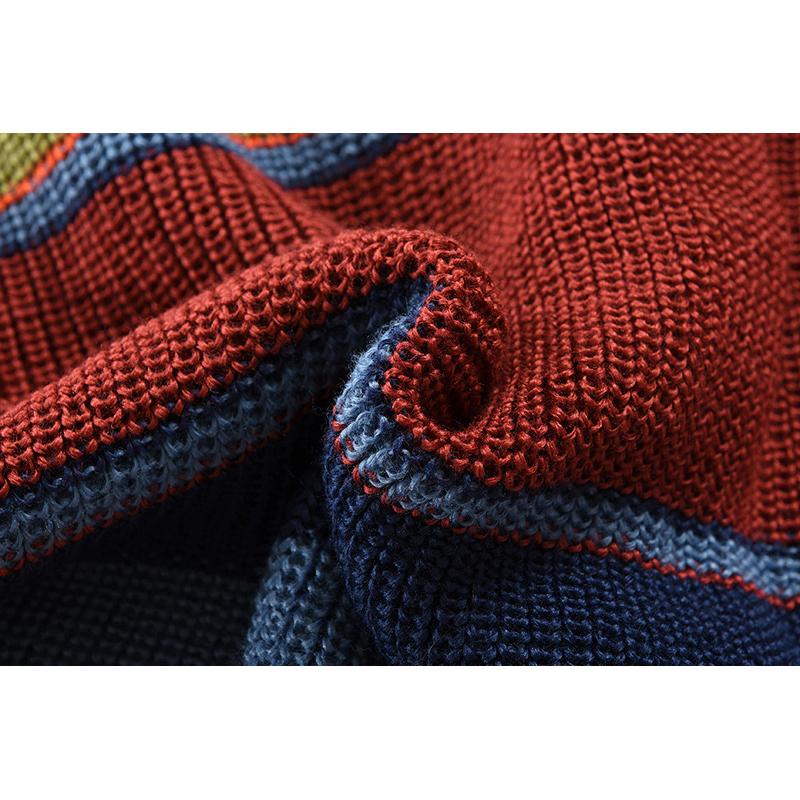 Strickjacke Mit Knöpfen - Gestreiftes Design Mit Schalkragen
