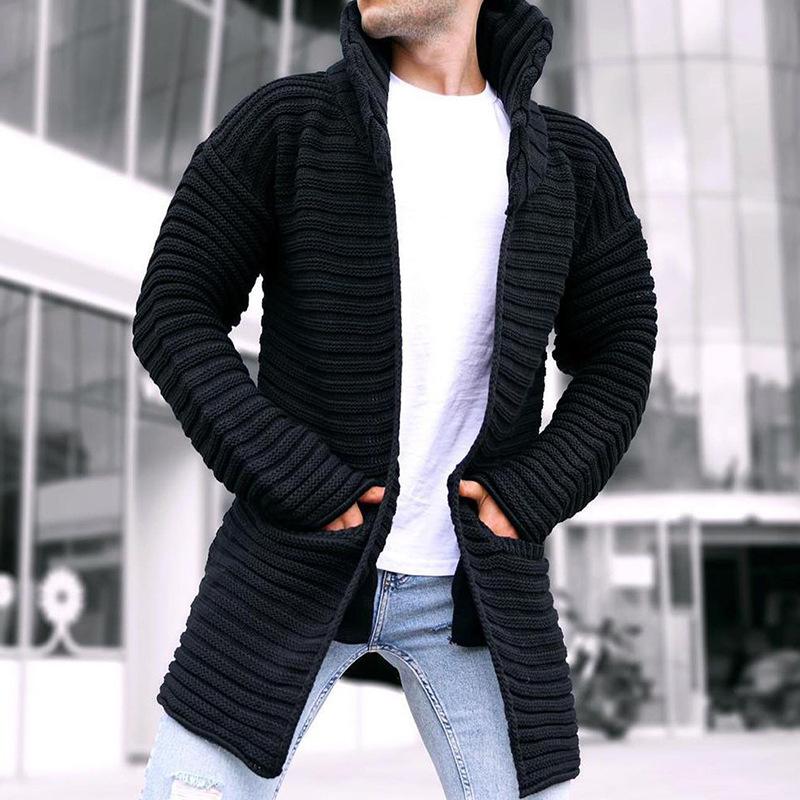 Langer Gerippter Schnitt - Offene Strickjacke