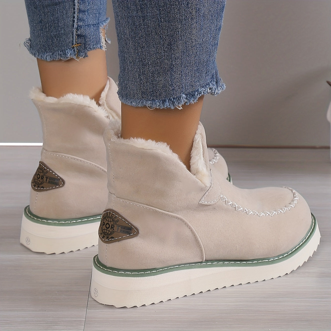 Plateau Stiefeletten Damen - Warm Gefüttert zum Reinschlüpfen