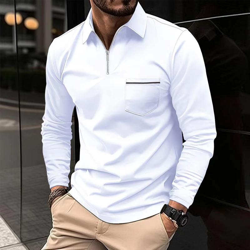 Langarm Polo Shirt | Reißverschluss Und Brusttasche