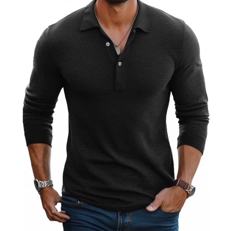 Langarm Polo Shirt | Knopfleiste