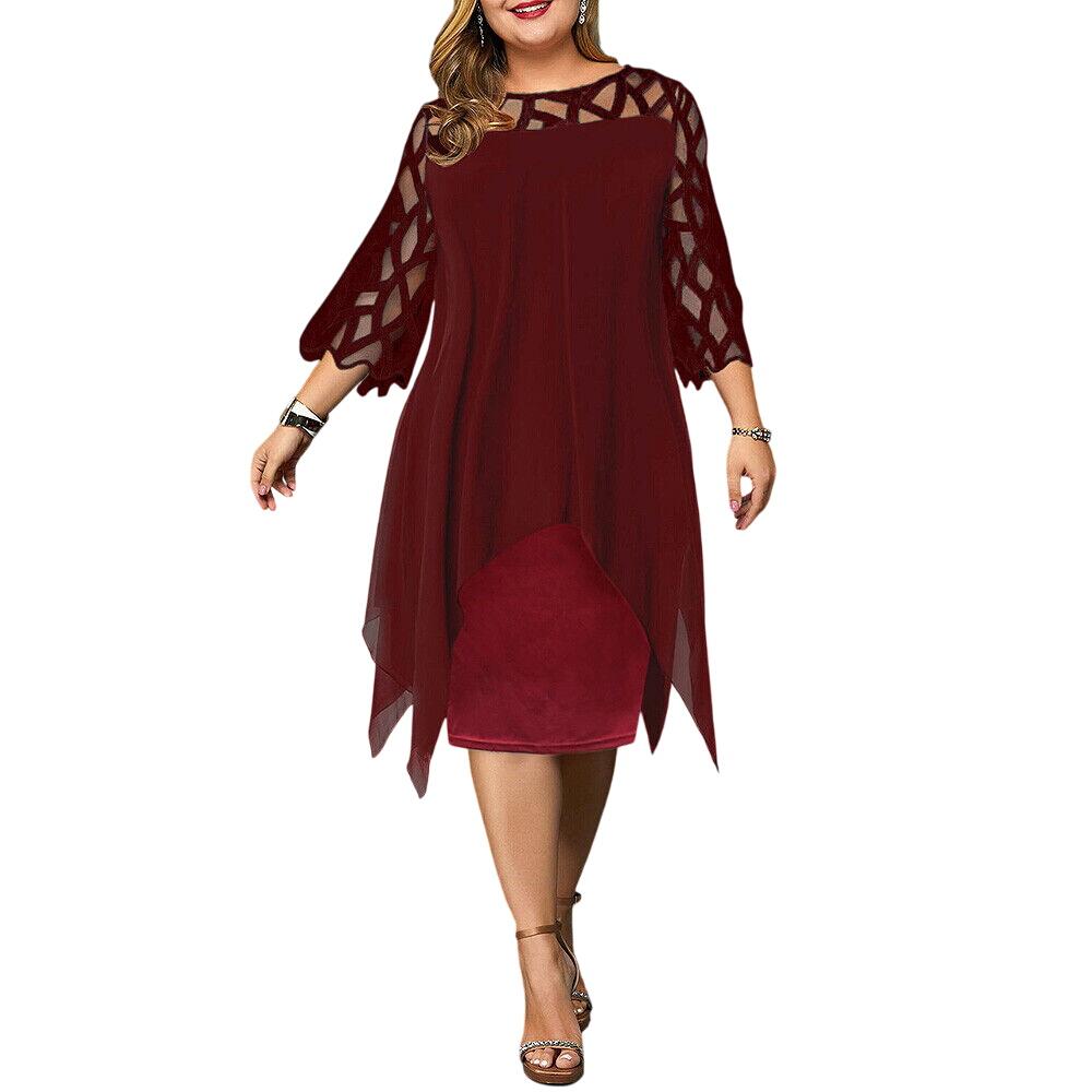 Abendkleid Knielang - Mit Asymmetrischem Overlay