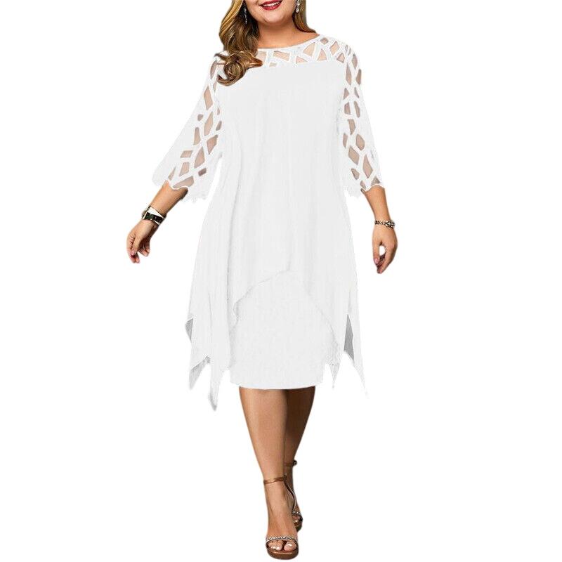 Abendkleid Knielang - Mit Asymmetrischem Overlay