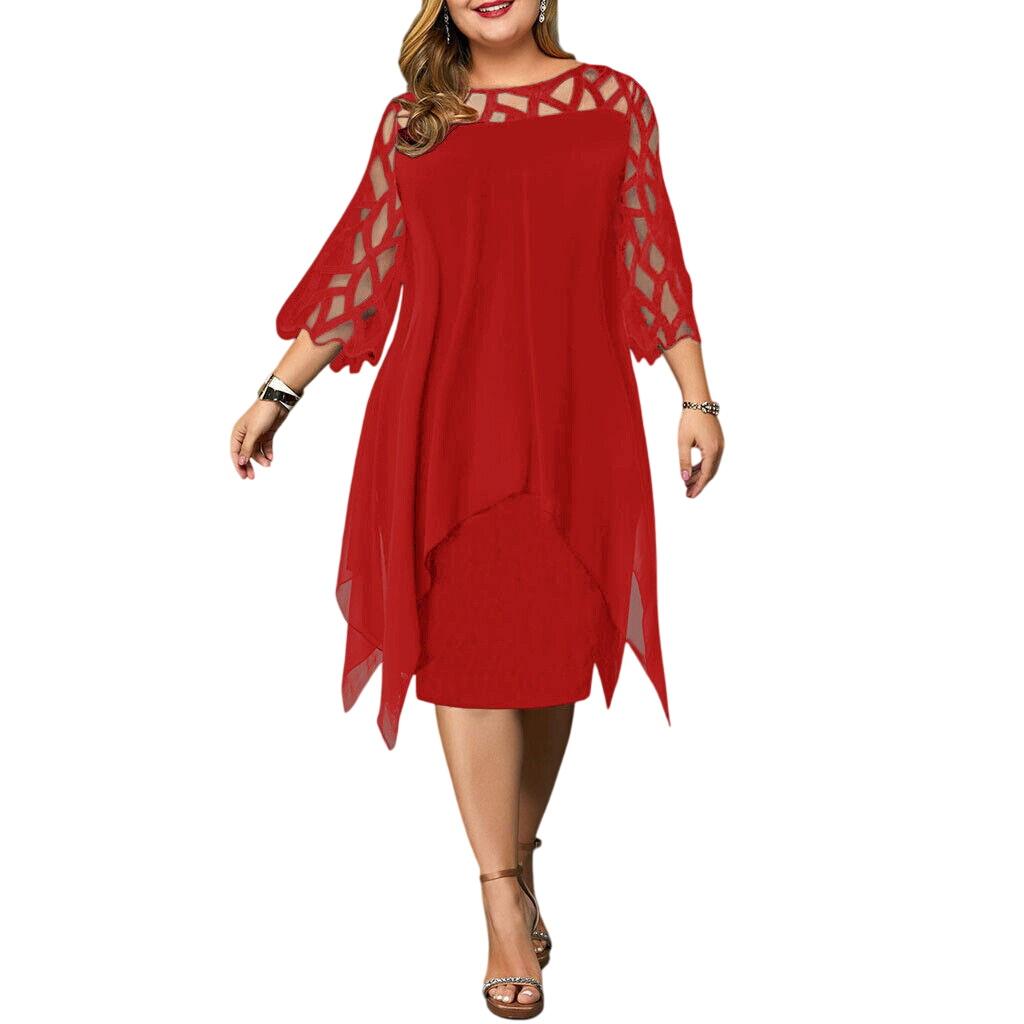Abendkleid Knielang - Mit Asymmetrischem Overlay