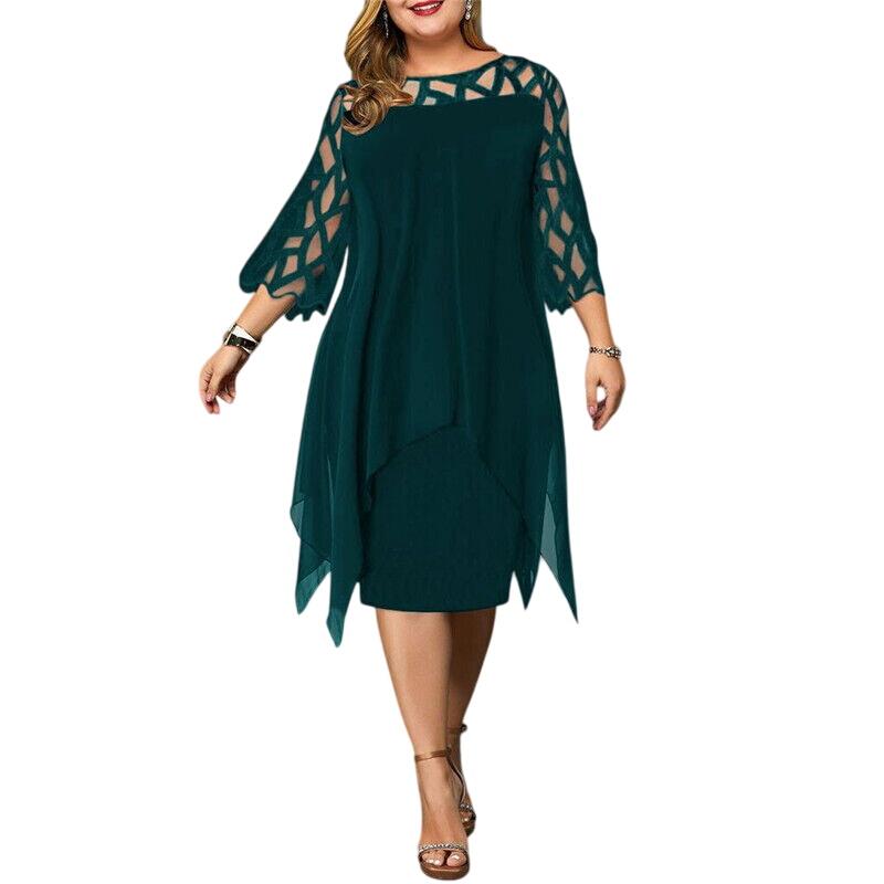 Abendkleid Knielang - Mit Asymmetrischem Overlay