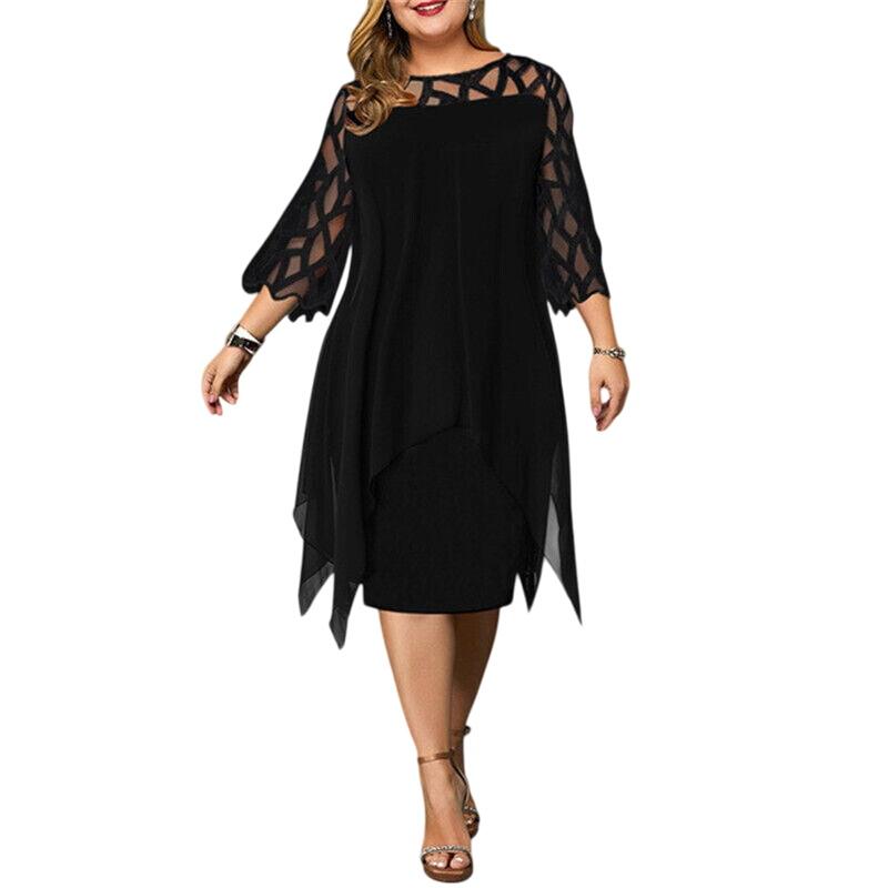 Abendkleid Knielang - Mit Asymmetrischem Overlay