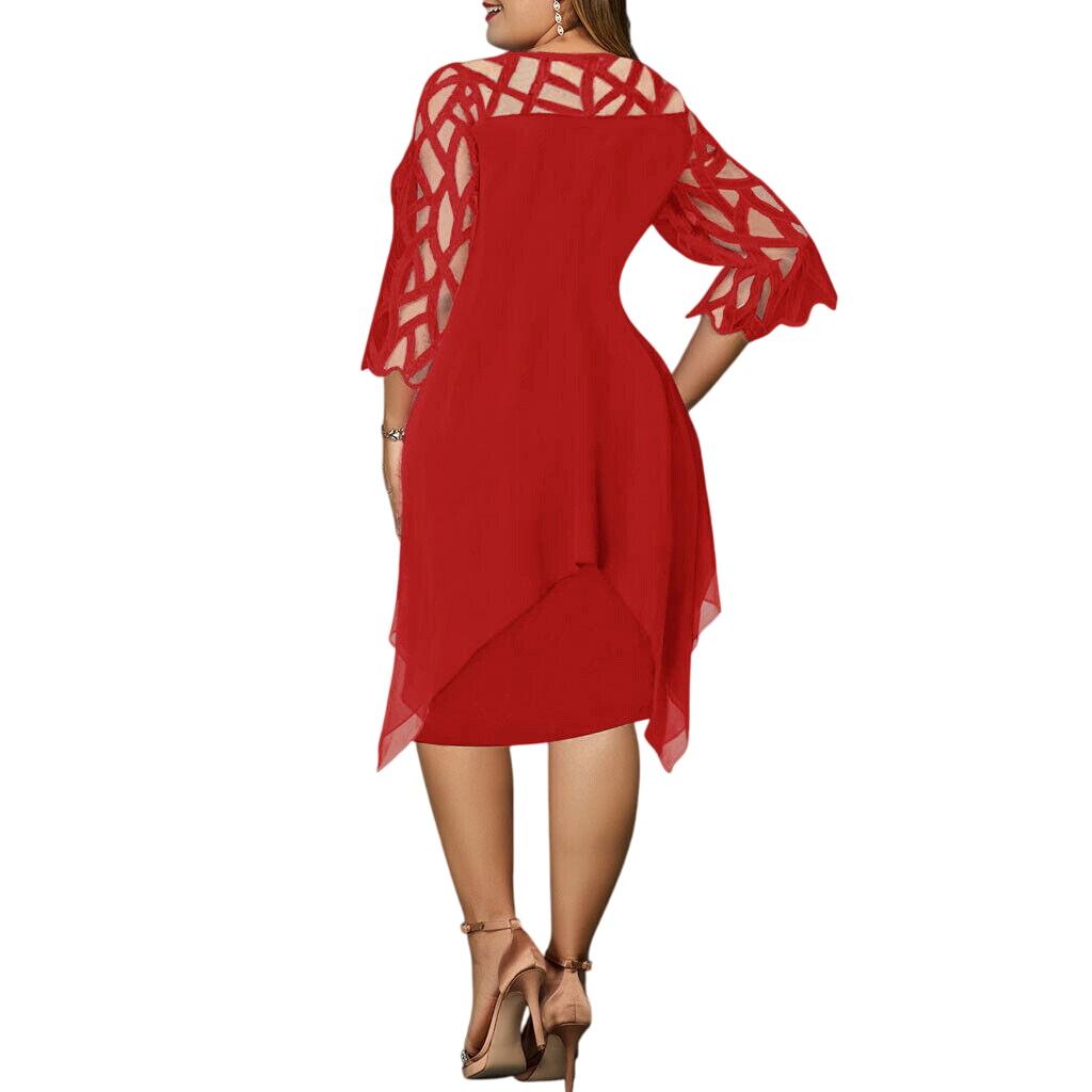 Abendkleid Knielang - Mit Asymmetrischem Overlay