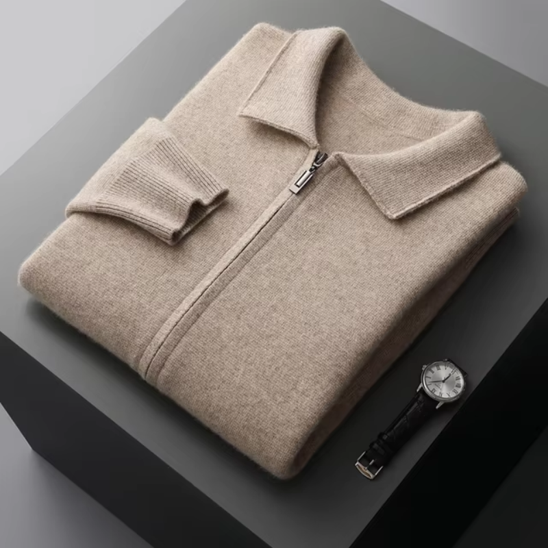 Strickjacke mit Reißverschluss - Gerader Schnitt und Kragen
